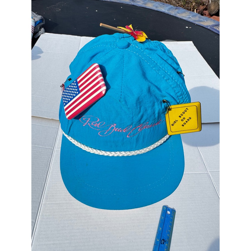 VTG Rare Imperial Headwear Girl Scout Volunteer Rope Hat Blue‎ Snapback USA Made